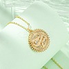 Brass Micro Pave Clear Cubic Zirconia Flat Round with Snake Pendant Necklaces LS-NJEW-S438-02A-G-3