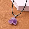 Natural Amethyst Pendant Necklaces X-NJEW-E146-01-2