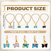 5Pcs Butterfly Brass Glass Cup Charms HJEW-LP00035-2