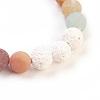 Natural Flower Amazonite and Natural Dyed Lava Rock Stretch Bracelets BJEW-JB03798-04-2