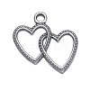 Antique Silver Plated Tibetan Style Zinc Alloy Heart to Heart Pendants X-A0943Y-1