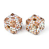 Polymer Clay Rhinestone Beads with Square Acrylic CLAY-T022-03E-2