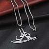 201 Stainless Steel Arabic Pendant Box Chain Necklaces for Women Men NJEW-R013-04P-3