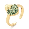 Sacred Heart Brass Micro Pave Cubic Zirconia Cuff Rings for Women RJEW-B117-01G-5