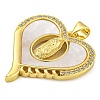 Real 18K Gold Plated Brass Pendants with Shell KK-D534-05G-04-2