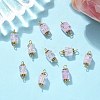 10Pcs Transparent Crackled Glass Cube Connector Charms PALLOY-JF03946-4