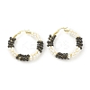 Porcelain Beaded Huggie Hoop Earrings for Women EJEW-C003-01A-RS-1