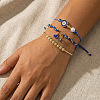 3Pcs 3 Styles Brass & Glass Beads Charm Bracelet Set EY6397-1-1