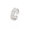 304 Stainless Steel Curb Chain Open Cuff Ring for Women RJEW-S405-195P-3
