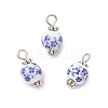 Handmade Flower Printed Porcelain Ceramid Pendants PALLOY-JF04143-01-1