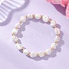 Electroplated Shell Pearl & Brass Beads Stretch Bracelets for Women BJEW-JB13013-1