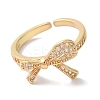 Bowknot Brass Micro Pave Clear Cubic Zirconia Open Cuff Rings for Women LS-RJEW-C098-25G-2