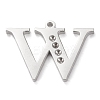 Tarnish Resistant 304 Stainless Steel Letter Pendant Rhinestone Settings LS-STAS-J028-01W-1