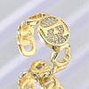 Brass Micro Pave Clear Cubic Zirconia Open Cuff Rings for Women RJEW-K289-02G-F-1