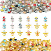 40Pcs 8 Colors Golden Alloy Glass Pendants PALLOY-FS00025-7