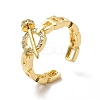 Clear Cubic Zirconia Ring with Nail Open Cuff Ring RJEW-C041-14G-1