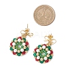 Christmas Wreath Glass Dangle Stud Earrings EJEW-MZ00509-3