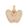 Brass Micro Pave Clear Cubic Zirconia Pendants KK-B099-01G-W-1