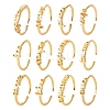 12Pcs 12 Style Brass Cuff Rings RJEW-LS0001-37G-1