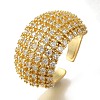 Rack Plating Brass Clear Cubic Zirconia Open Cuff Rings RJEW-S411-18G-1