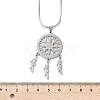 Bohemian 201 Stainless Steel Snowflake Woven Web/Net with Feather Pendant Necklaces NJEW-P327-07P-A-5