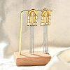 304 Stainless Steel Two Tone Dangle Stud Earrings EJEW-F355-01GP-1