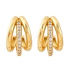 Triple C-Shaped Brass Micro Pave Clear Cubic Zirconia Stud Earrings EJEW-R025-11G-4