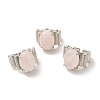 Natural Rose Quartz Oval Open Cuff Ring RJEW-P082-03P-20-1