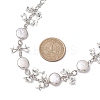 Flat Round Pearl with Bowknot Alloy Link Necklaces NJEW-JN04812-3