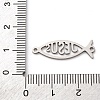 201 Stainless Steel Hollow Religion Jesus Fish Connector Charms STAS-V014-03P-3