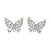 Brass Micro Pave Clear Cubic Zirconia Stud Earring Findings LS-KK-C107-10P-1
