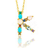 Golden Brass Micro Pave Cubic Zirconia Initial Pendants Necklaces NJEW-S069-JN002-K-1