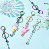   5Pcs 5 Style Metal Bar Beadable Keychain for Jewelry Making DIY Crafts KEYC-PH0001-96-4