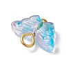 Golden Iron Flat Head Pins and Transparent Spray Painted Glass Beads Pendants PALLOY-JF03129-5