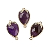 Natural Amethyst Faceted Teardrop Connector Charms G-B081-03G-05-1