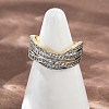 Brass Micro Pave Cubic Zirconia Cuff Rings for Women RJEW-D326-09G-1