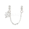 Brass Pave Clear Cubic Zirconia European Safety Chains with Charms KK-L236-15C-S-1