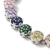 Rack Plating Brass Pave Cubic Zirconia Flower Link Chain Bracelets for Women BJEW-A018-03P-02-2