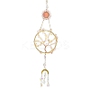 Flat Round with Tree of Life Copper Wire Wrapped Natural Citrine Chip Pendant Decorations AJEW-Q143-10-3