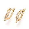 Brass Micro Pave Cubic Zirconia Hoop Earring Finding KK-N261-36G-1