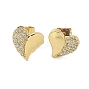 Brass Micro Pave Clear Cubic Zirconia Stud Earrings for Women LS-EJEW-U034-02G-01-4