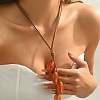 Bohemian Style Resin Barrel Beads Pendant Double Waxed Cord Lariat Necklaces FS-WG9073E-02-1
