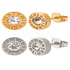 4Pcs 2 Colors 304 Stainless Steel Flat Round Stud Earrings EJEW-LP0001-44-1