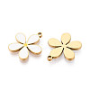 304 Stainless Steel & Enamel Flower Pendants STAS-T073-19G-2