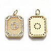 Brass Micro Pave Clear Cubic Zirconia Pendants KK-S356-234O-G-NF-2
