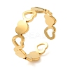 Hollow Heart 304 Stainless Steel Open Cuff Rings for Women LS-RJEW-N048-09G-1
