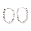 Rack Plating Brass Beaded Oval Huggie Hoop Earrings KK-D069-07P-RS-1