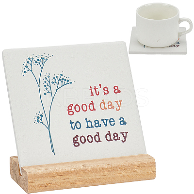 1Pc Porcelain It's a Good Day Sign Inspirational Desk Art Decor for Home Office AJEW-AR0004-90-1