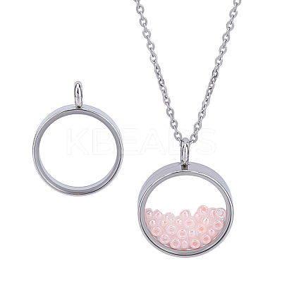 2Pcs 304 Stainless Stee Locket Pendants STAS-ME0002-83B-P-1