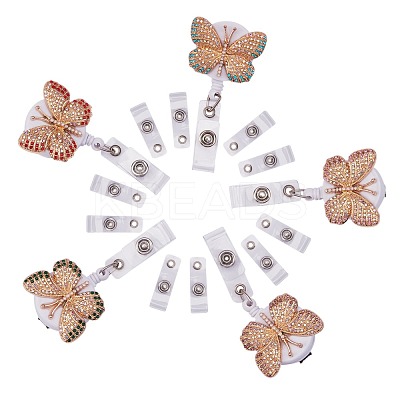 Butterfly Rhinestone Badge Reel AJEW-SZ0001-67-1